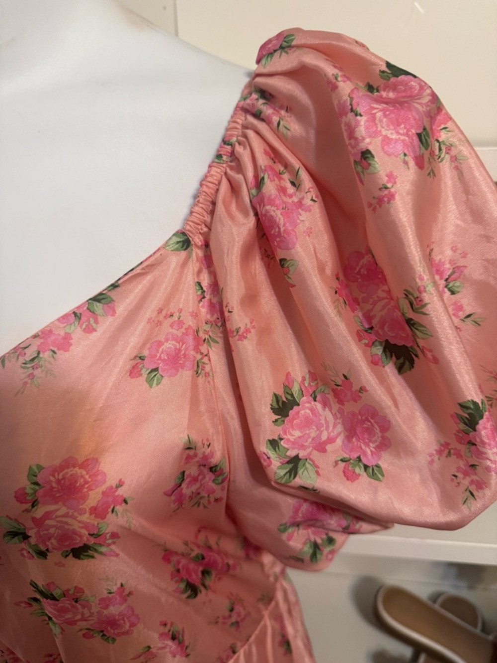 LoveShackFancy Peach Pink Floral Puff-Sleeve Dress 10 - Picture 5 of 8